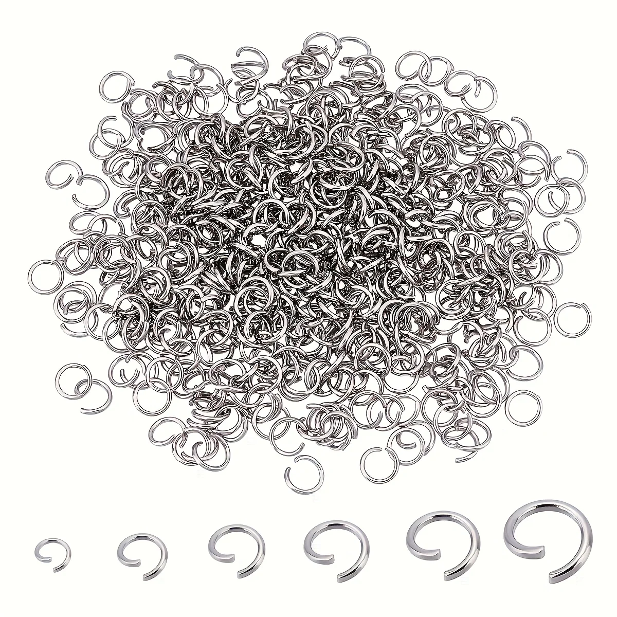 1000pcs Stainless Steel Open Jump Ring Jewelry Connection DIY Accessory for Round Ring Making Earrings Bracelets Necklaces
