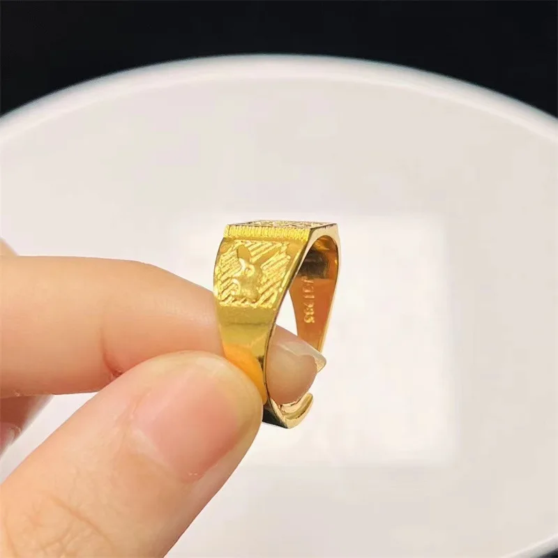 Leichter, luxuriöser, modischer Herren-Haarring aus 9999 24 Karat echtem Gold mit beweglicher Schriftart