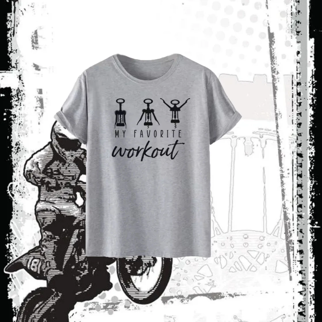 

Motorcycle Riding Fun Crewneck Cotton T-shirt My Favorite Workout Ironic Graphic T-shirt Short-sleeved For Outdoor Enthusiasts