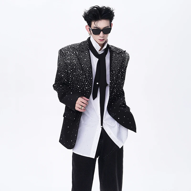 LUZHEN Luxury Starry 2026 Sequin Patchwork New Sky Handsome Elegant Blazer Jacket Men's Stylish Niche Design Male Clothes JY8207