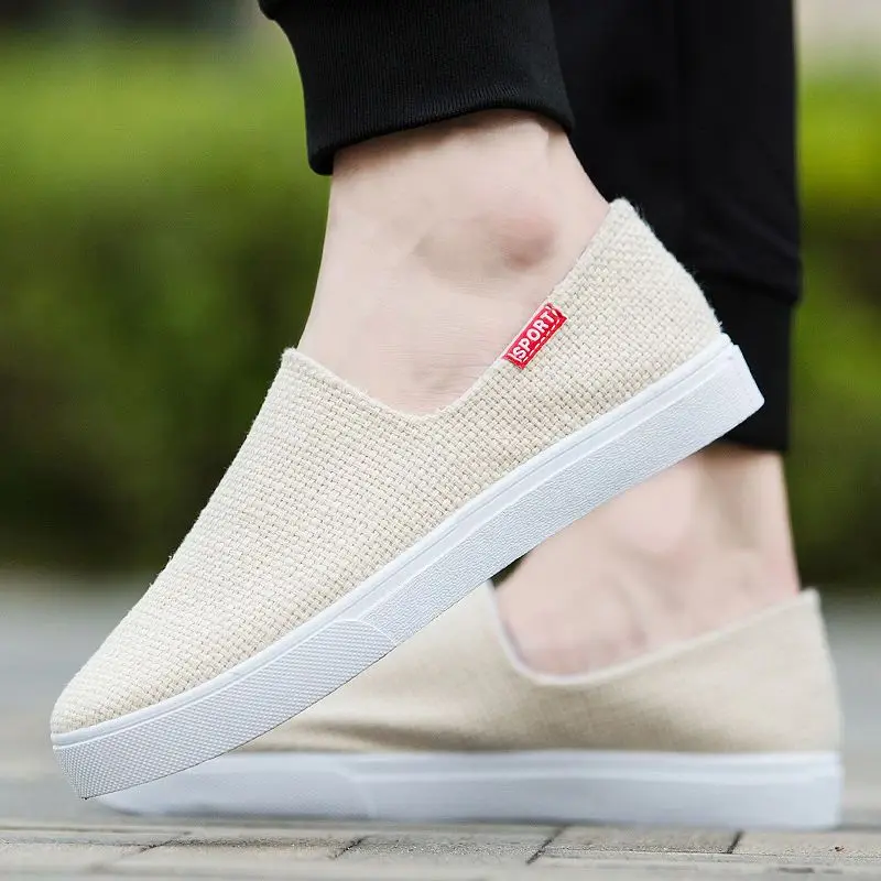 Summer Breathable Linen Shoes 2026 Men's Spring Autumn Casual Flat Shoes Male Soft Bottom Sweat-absorbing Leisure Shoes Loafers