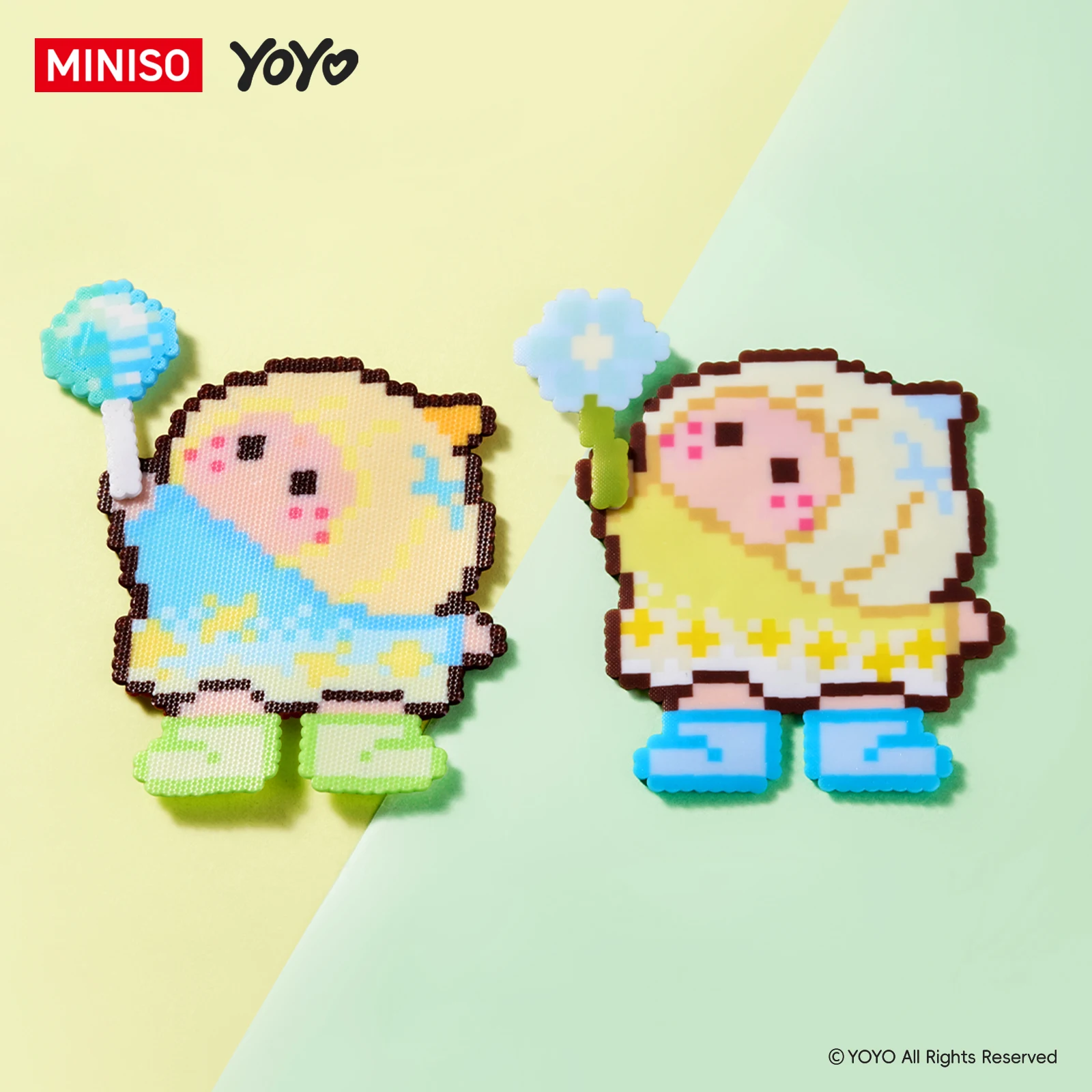 MINISO YOYO Sweet Wishes Pixel Bead Blind Box Cute Kawaii Mini Figure Pixel Art Collectible Mystery Toy Desk Decor Surprise Gift