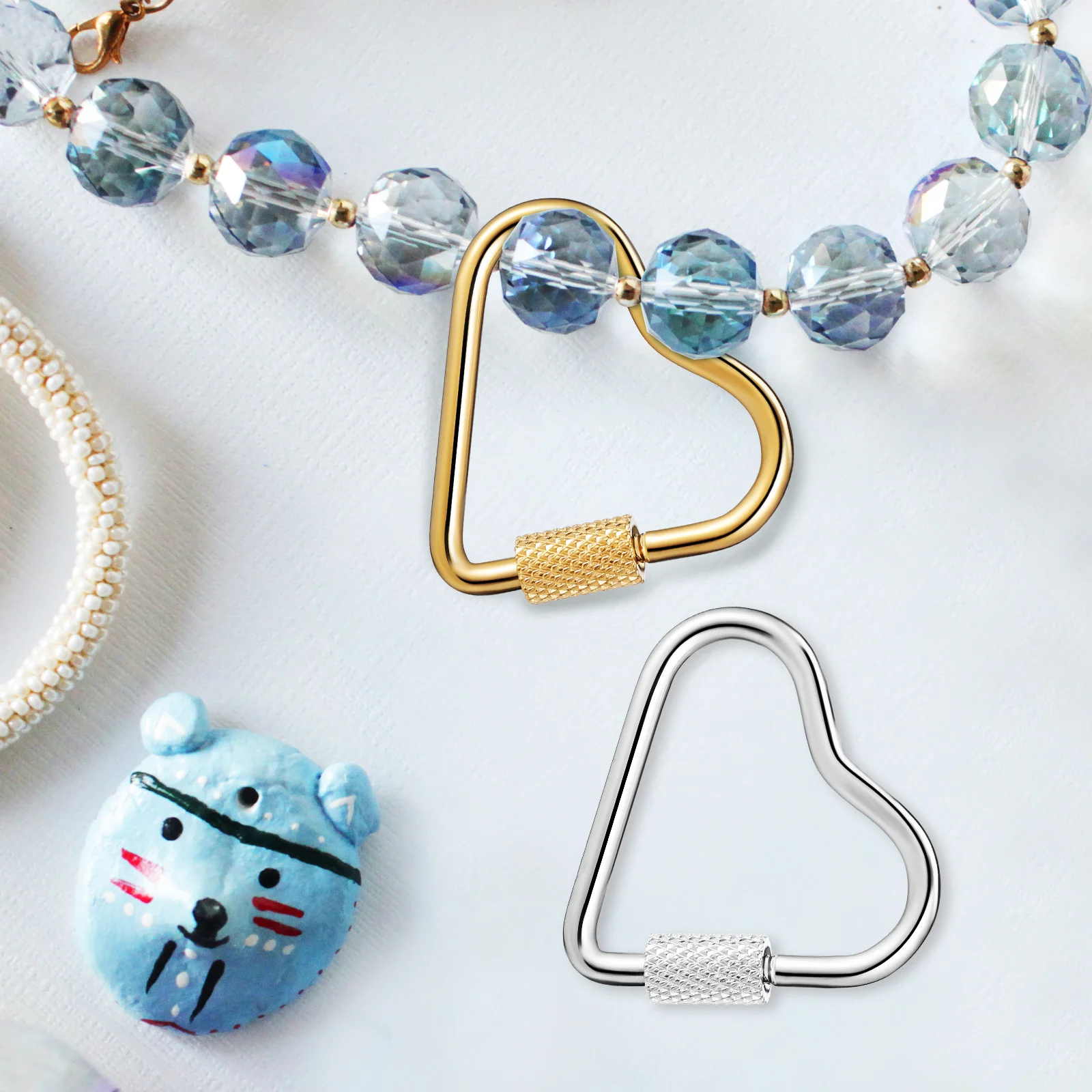

Stainless Carabiner Clips Heavy Duty Metal Keychain Jewelry Connector Accessories For Handbags Belts Keys 4pcs