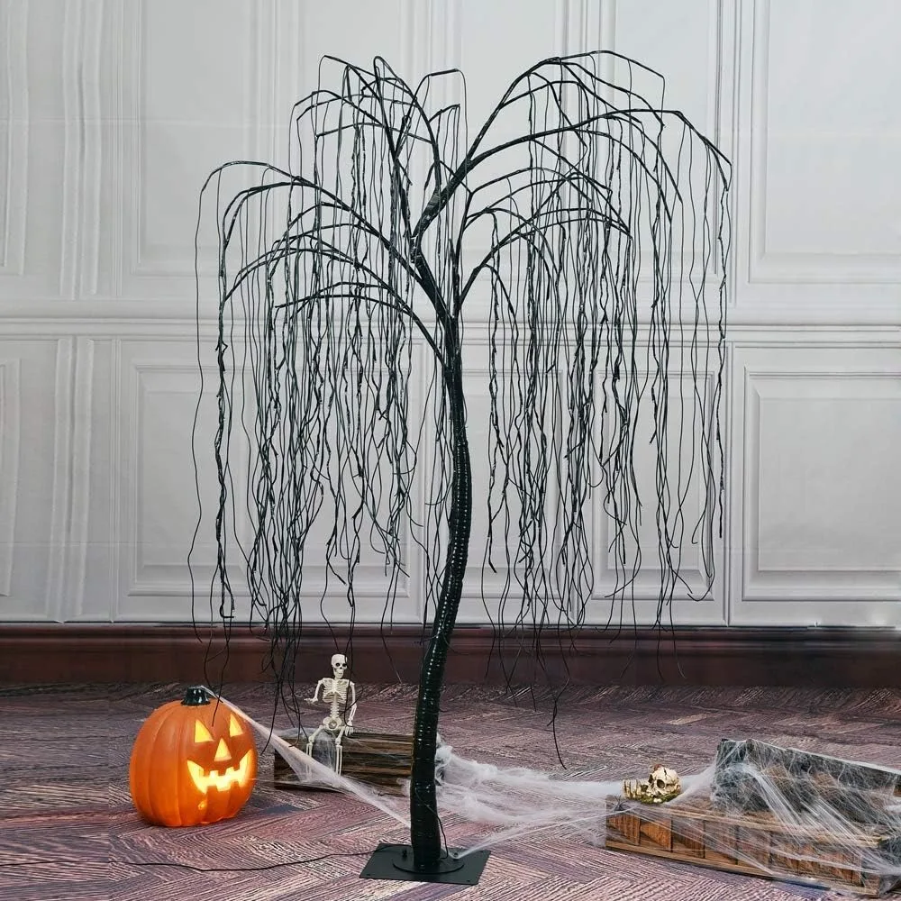 

7 Feet Halloween Willow Tree with Spiders, 256 LED Lights for hristmas Decoration, Indoor