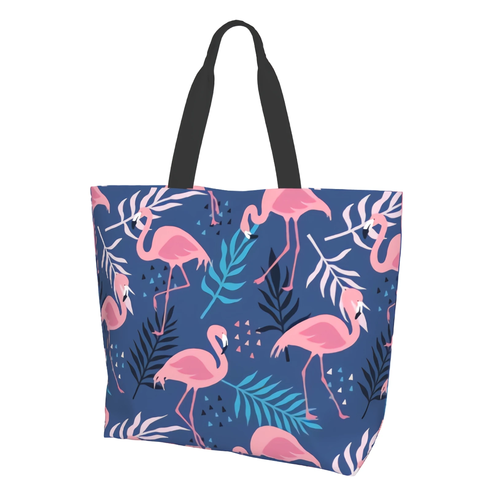 Tote Bag for Women Tropical Flamingo Reusable Shopping Bags, Beach Bag