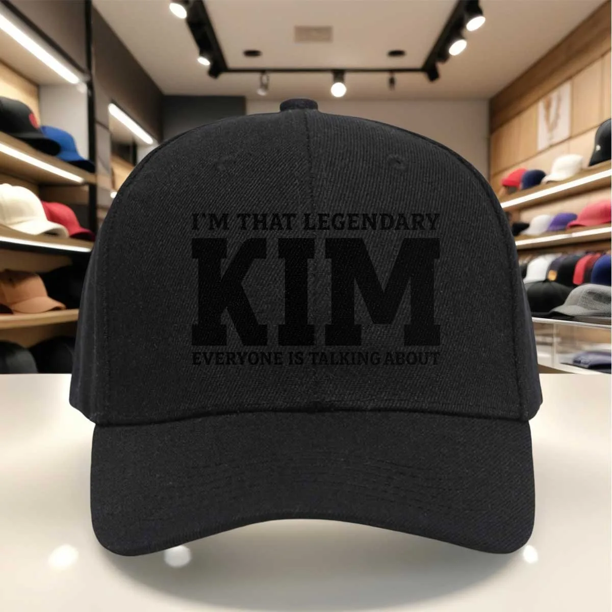 I'M That Legendary KIM Everyone Is Talking about Bold Letter Print Baseball Cap, Adjustable Snapback Dad Hat, Classic Structured