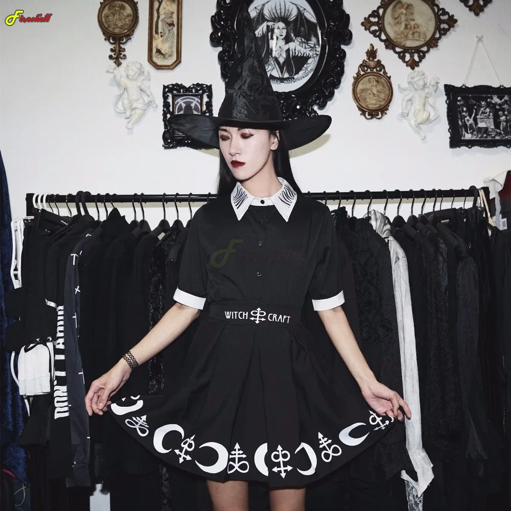 Halloween Gothic Cosplay Costumes Pleated Skirts Punk Dark Academia Aesthetic A-Line Mini Skirt for Women Y2K Streetwear