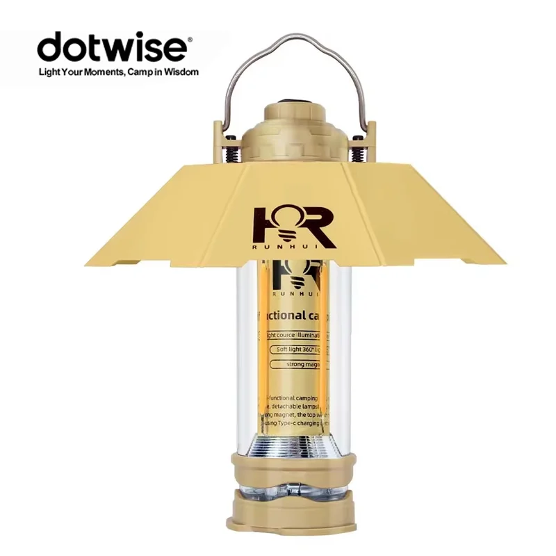 Lampa kempingowa DOTWISE 3000mAH, przenośna, retro, latarnia, lampa do namiotu, dekoracja, wodoodporna, oświetlenie atmosferyczne na zewnątrz