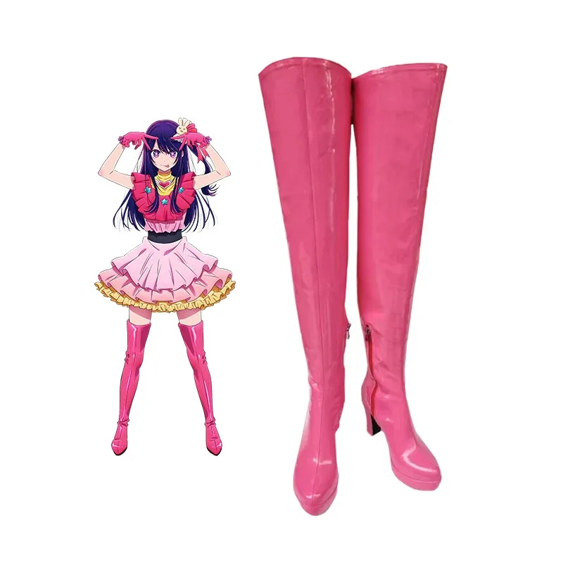 

Ai Hoshino Cosplay Shoes Oshi No Ko Rose Pink Boots Shoes Women Girls Pink PU Leather Boots Halloween