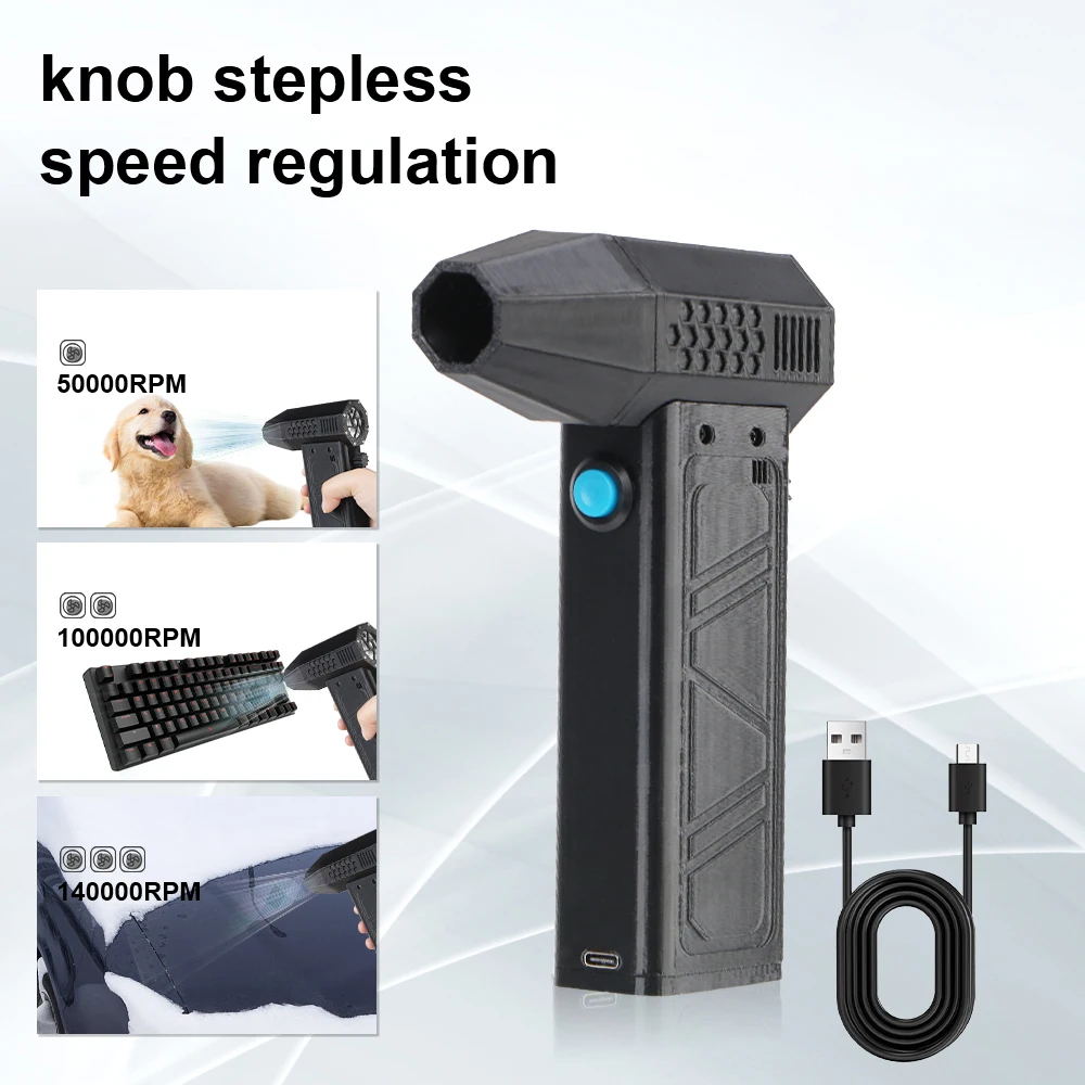 

Автомобиль для выдувания снега портативный 140000 Ручка инструмента для очистки оборотов в минуту, бесступенчатое регулирование скорости, электрическая воздушная тряпка, турбоструйный вентилятор