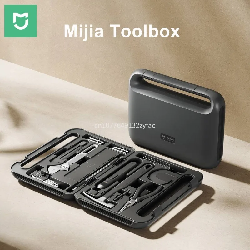 

New Mijia Toolbox Electric Screwdriver+24 Hand Tools Pressure resistant Engineering Box Repair Tool Set Portable Toolbox Home