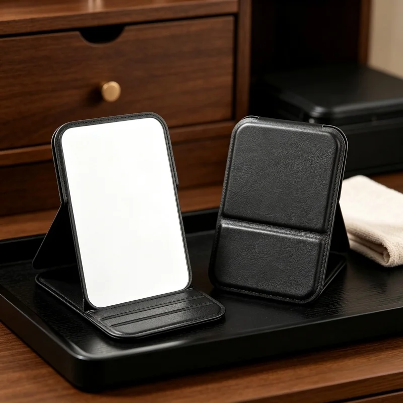 Portable Folding Makeup Mirror,Handheld Mini Cosmetic Mirror, Tabletop Vanity Mirror for Dorm Office Travel
