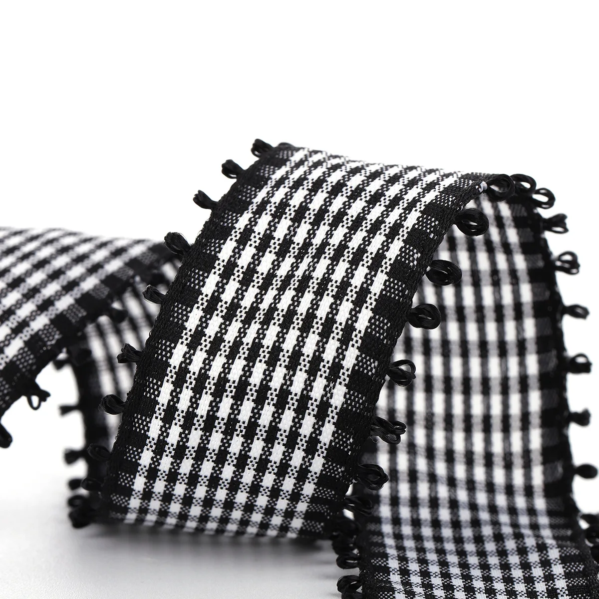 Plaid Gingham Checked Ribbon Double Side Picot For Brooch Headband Hair Bow Accessories Packing Material 10mm 16mm 25mm 40mm