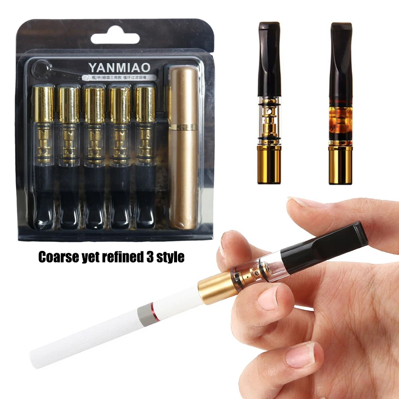 5-Pack Cigarette Filter With Magnet Double Filtration, Washable And Reusable, For 3 Types Of Cigarettes (Coarse, Medium, Fine)