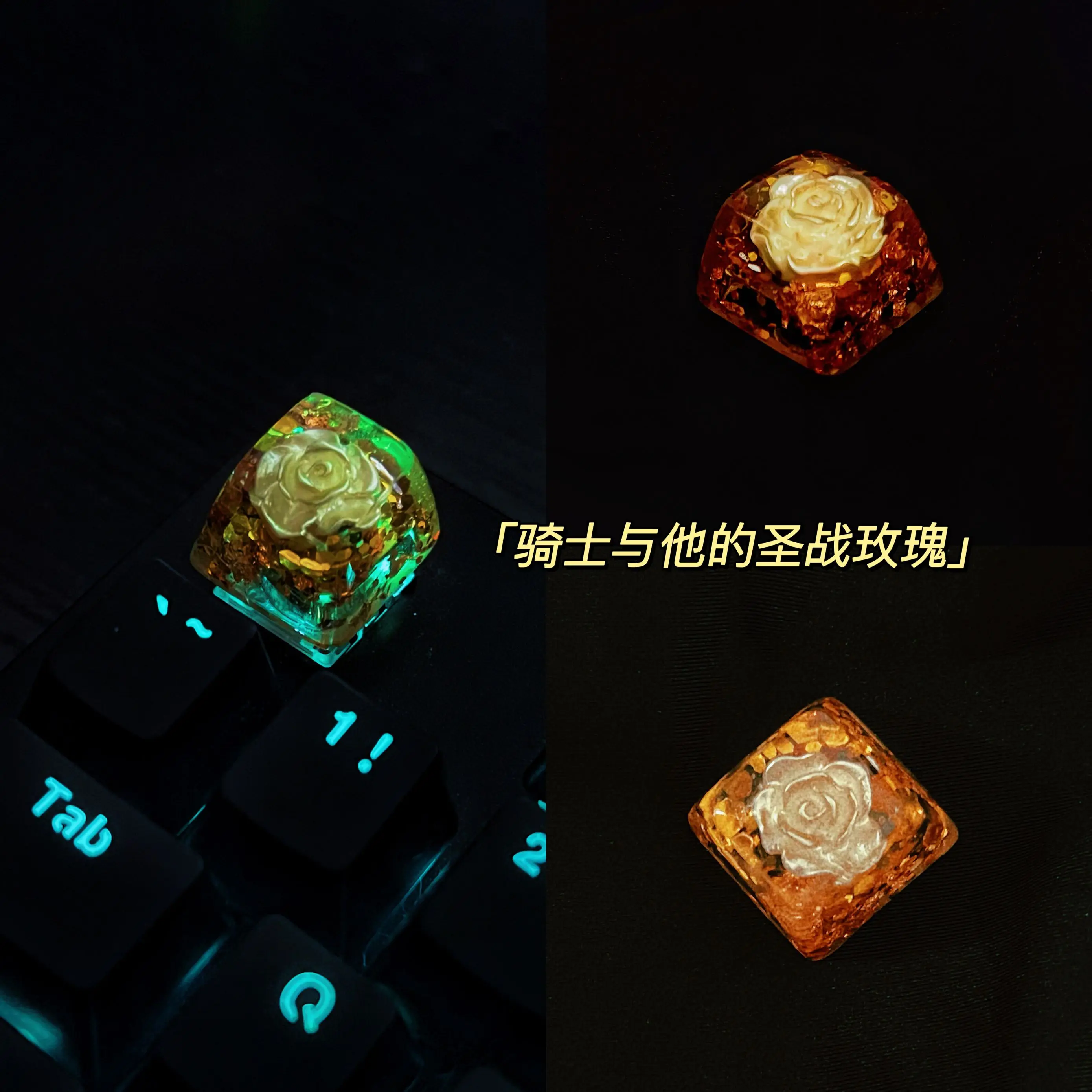 Kancing kunci mawar Resin putih/emas, tutup kunci ESC DIY 1u Backlit untuk Keyboard mekanis OEM Mx tombol Keycap