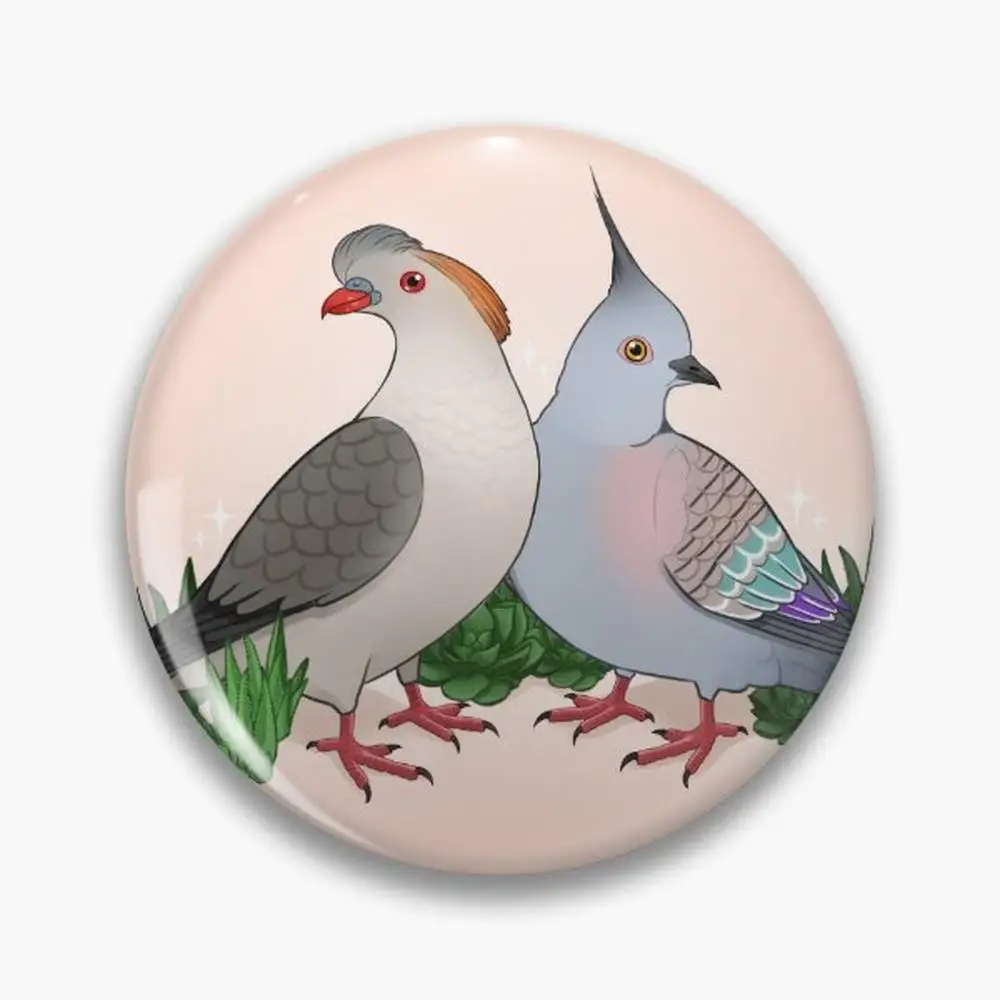 Crested Pigeon and Topknot  Pin Buttons Brooches  Jewelry Accessory Customize Brooch Fashion Lapel Badges