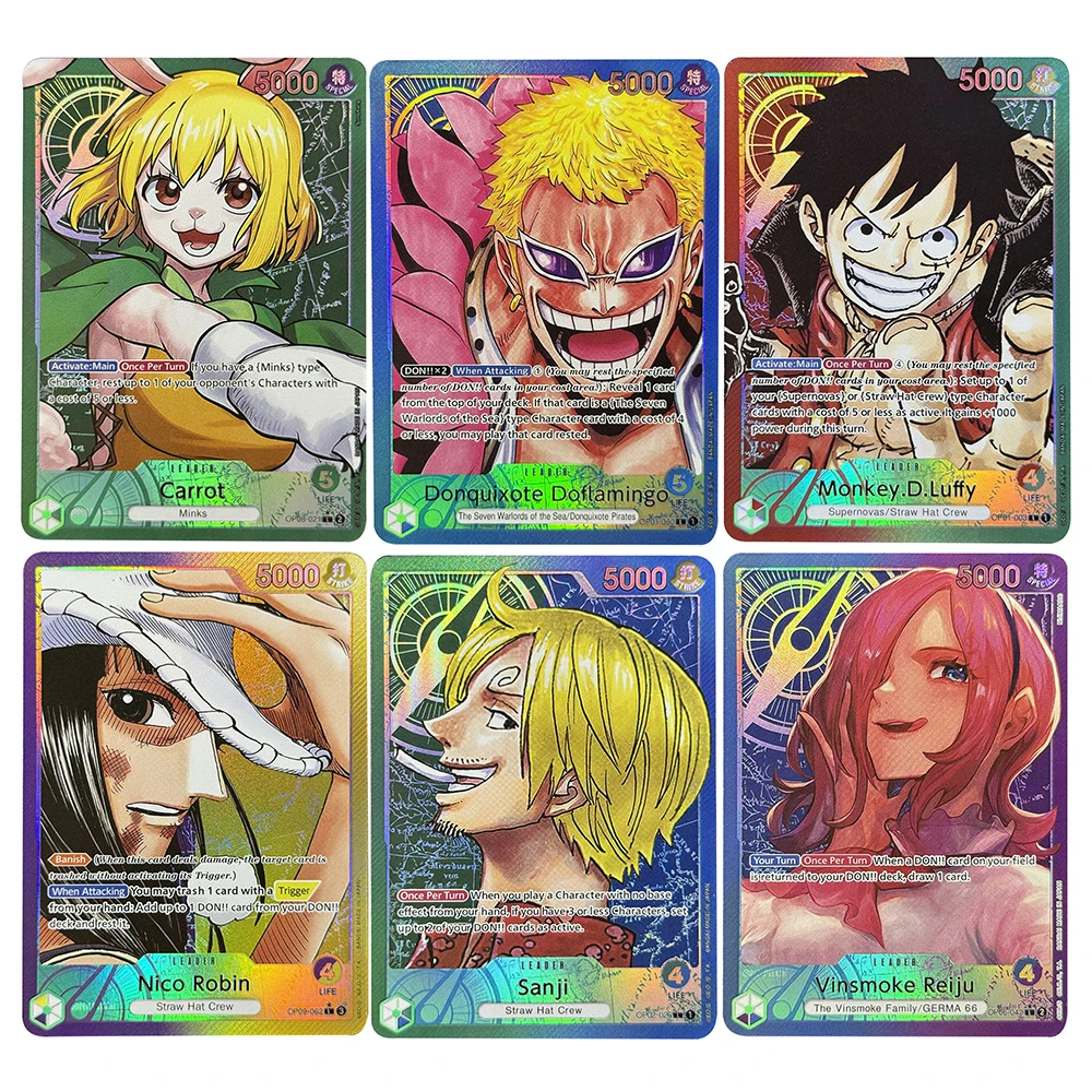 Tarjetas proxy líder de una pieza, papel de aluminio, zanahoria, Luffy, Robin Perona, Uta, Sanji, Zoro, rey, cocodrilo, Chopper, Reiju, Yamato, tarjeta EN TCG