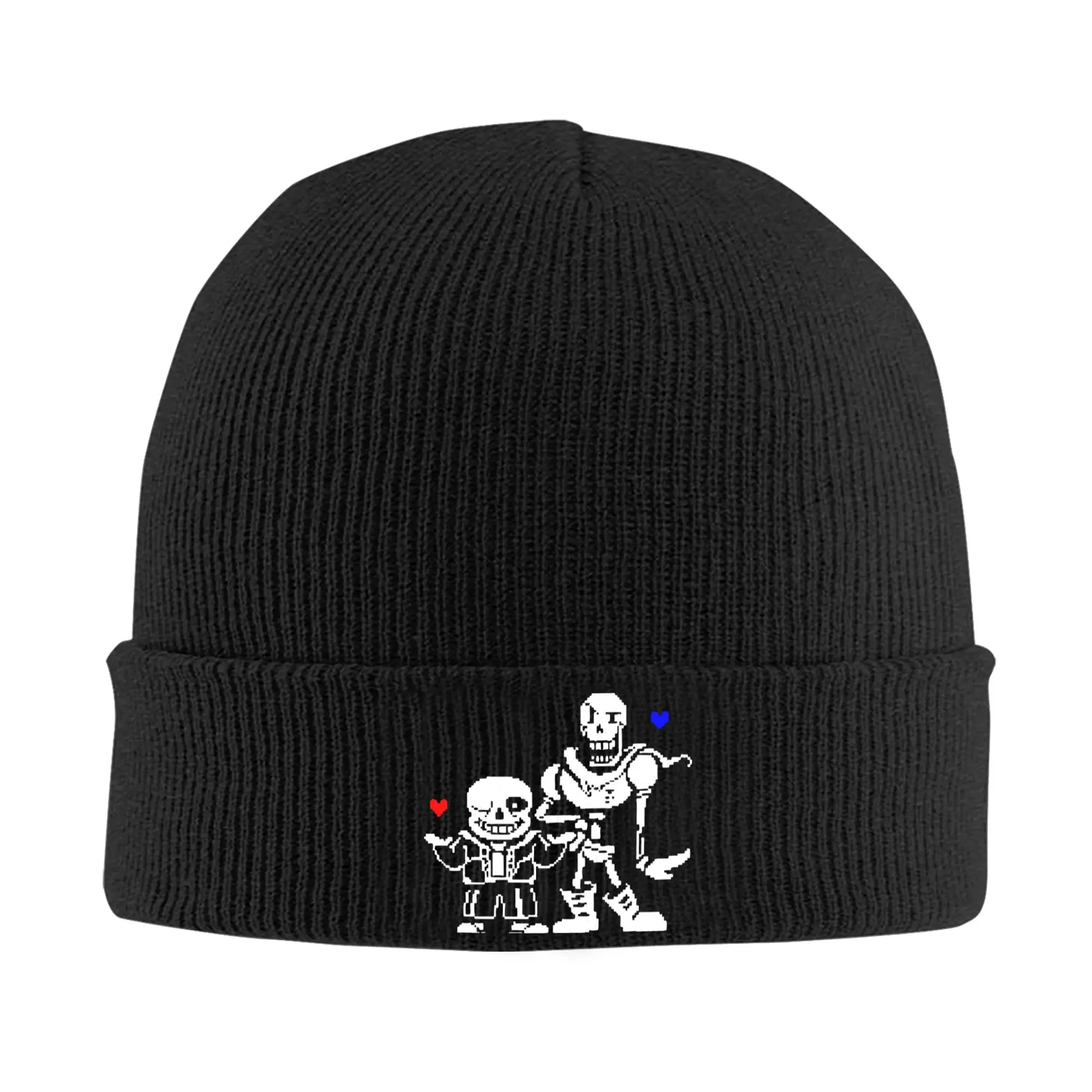 Undertales Sans and Papyrus Frisk Red Heart Knitted Caps for Women Men Beanie Winter Hats Acrylic  Casual Caps ,
