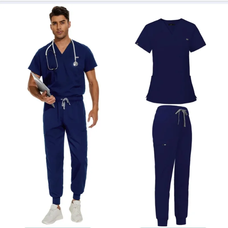 Bata quirúrgica de alta gama para sala de operaciones para hombres y mujeres, uniforme quirúrgico de manga corta, traje de lavado a mano quirúrgico, Color sólido