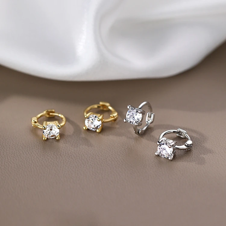 

925 Sterling Silver Geometric Earrings Temperament Simple Zircon for Women Wedding Jewelry Accessories