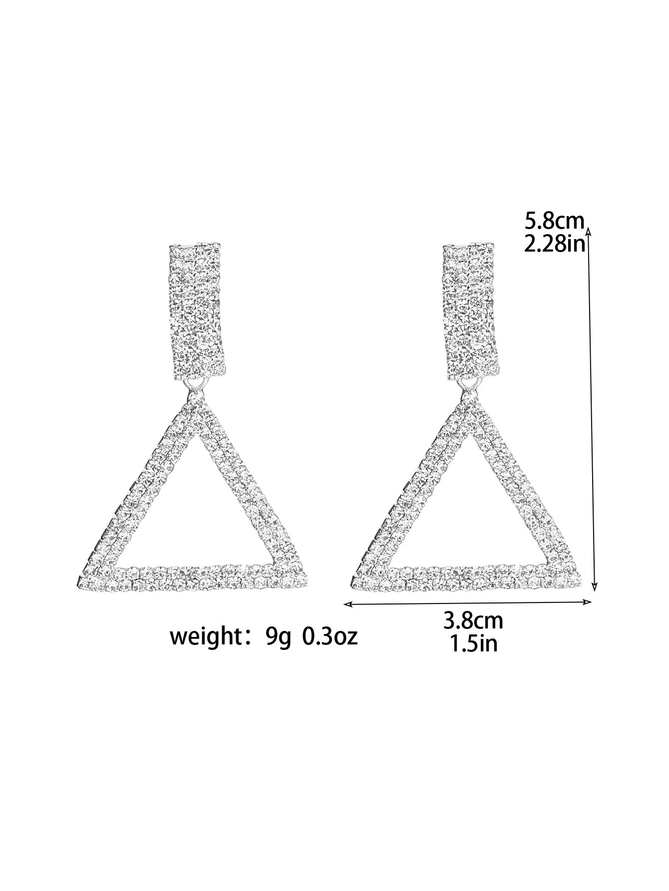 Luxury Custom Color Rhinestone Crystal Triangle Earrings for Women Bridal Drop Dangling Earrings Party Wedding Jewelry Gifts