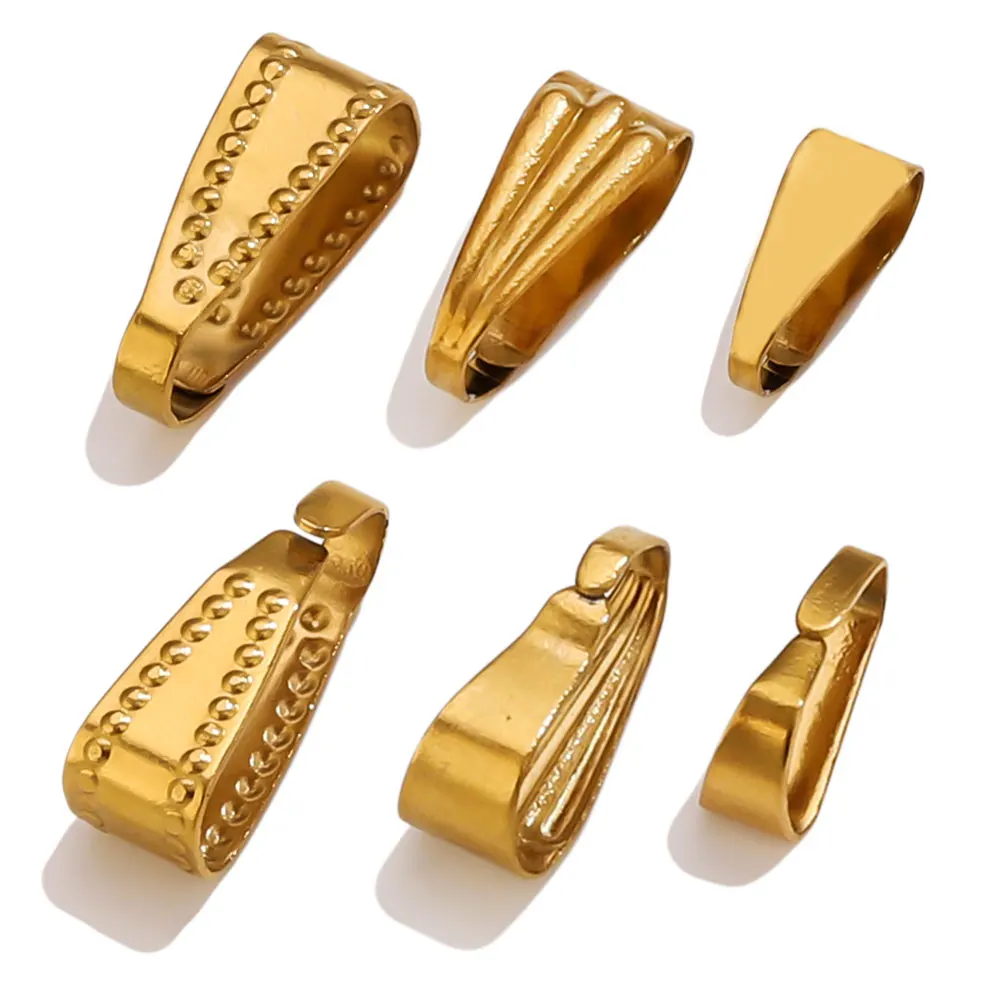 50pcs Stainless Steel Snap On Lock Bail Pendant Clasp for Jewelry Making Pinch Bails Clip Clasps Jewelry Connector Accessories
