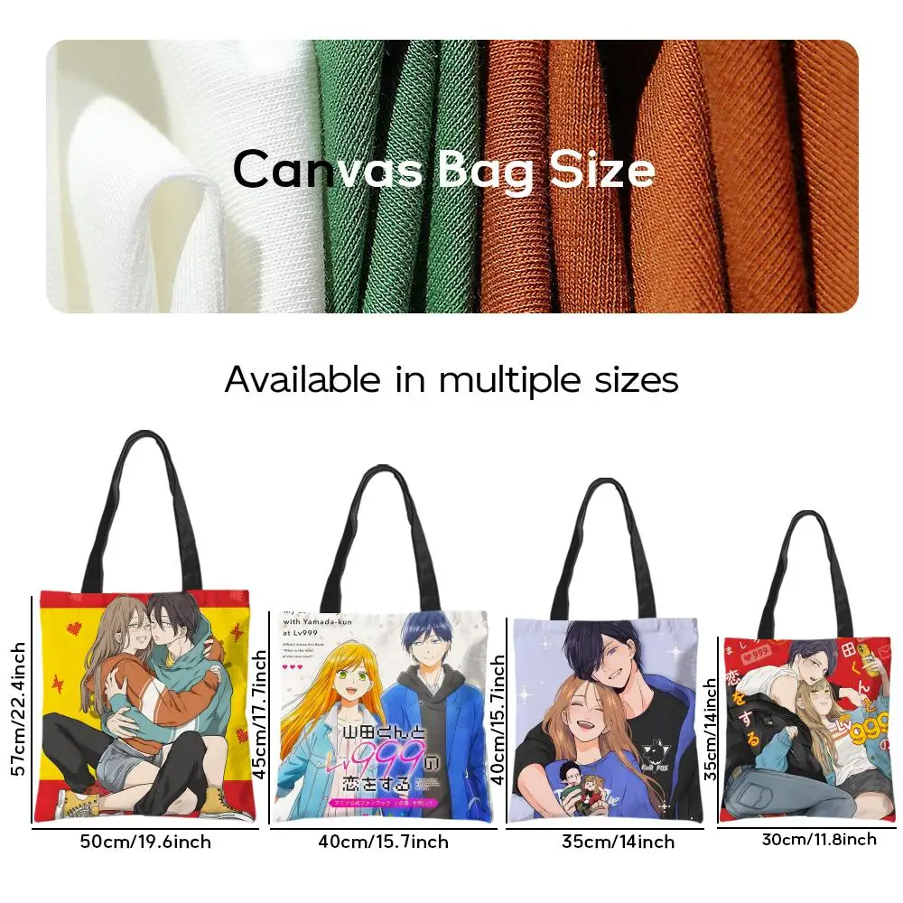 Storage Bags Casual Portable Shoulder Bag Lightweight Shopping Bag Reusable Linen Bag Comic my love story with yamada-kun at lv9