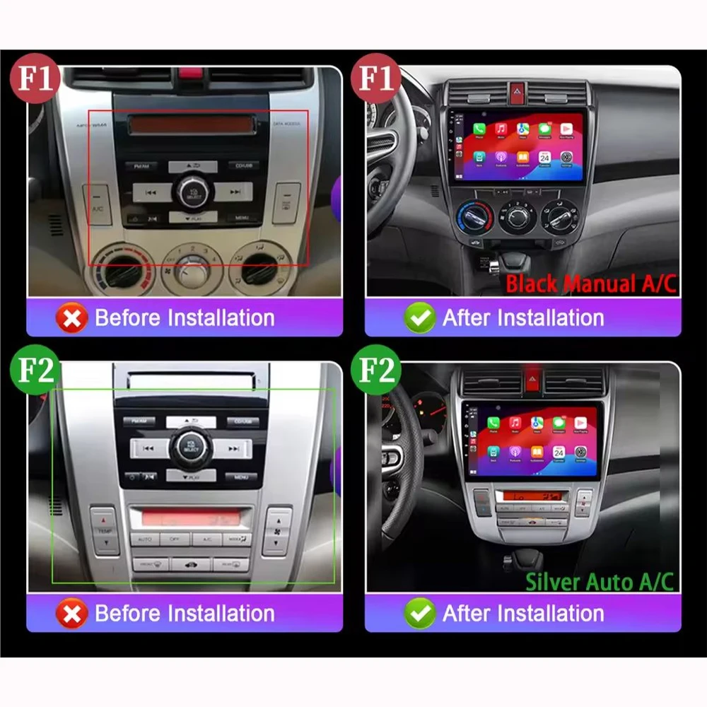 Android 14 2 Din Car Multimedia Player For Honda City 2008-2013 Head Unit Stereo GPS Navigation BT WIFI
