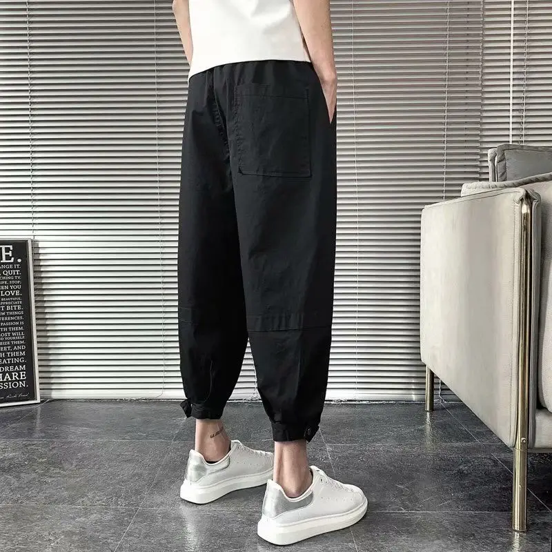 Elegant Fashion Harajuku Slim Fit Sports Pants Solid Pockets Cargo Pants Loose Casual All Match Straight Leg Wide Leg Pants