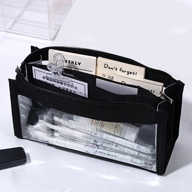 Six Layers Large Capacity Pencil Bag Stationery Supplies Aesthetic Transparent Pen Case Girl Zipper Pencil Pouch School Supplies