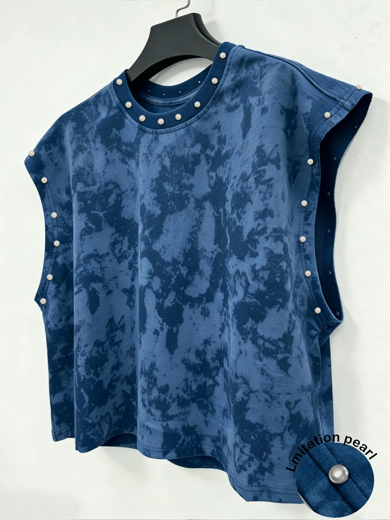 Men Tie Dye Sleeveless Tank Top,  Imitation Pearl  Street Vest  tank tops  sleeveless graphic tee man vests Man Tank Top