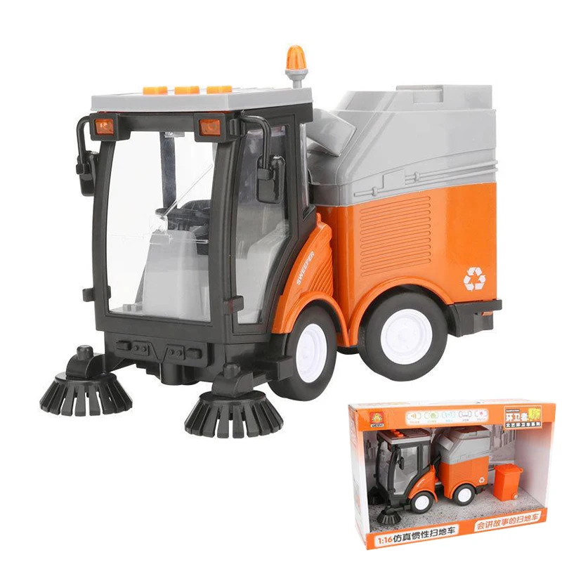 

Simulation Children Road Sweeper Toy Garbage Truck Sanitation Processing Street Car Model Light Music Back Birthday Toy Car Gift