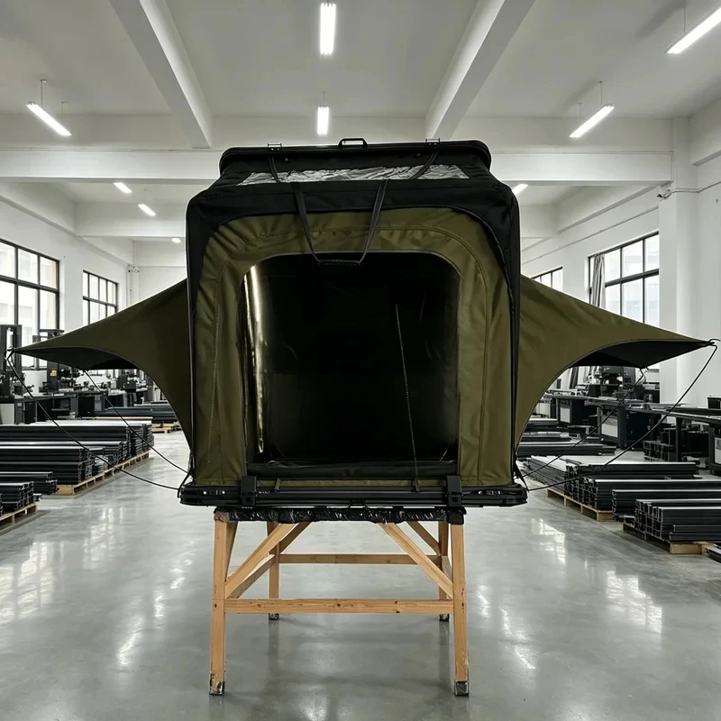 Auto Parts Triangle Aluminum Frame Rooftop Tent Extra-Large Expandable Rear Rainfly Factory Direct For SUV Outdoor Camping