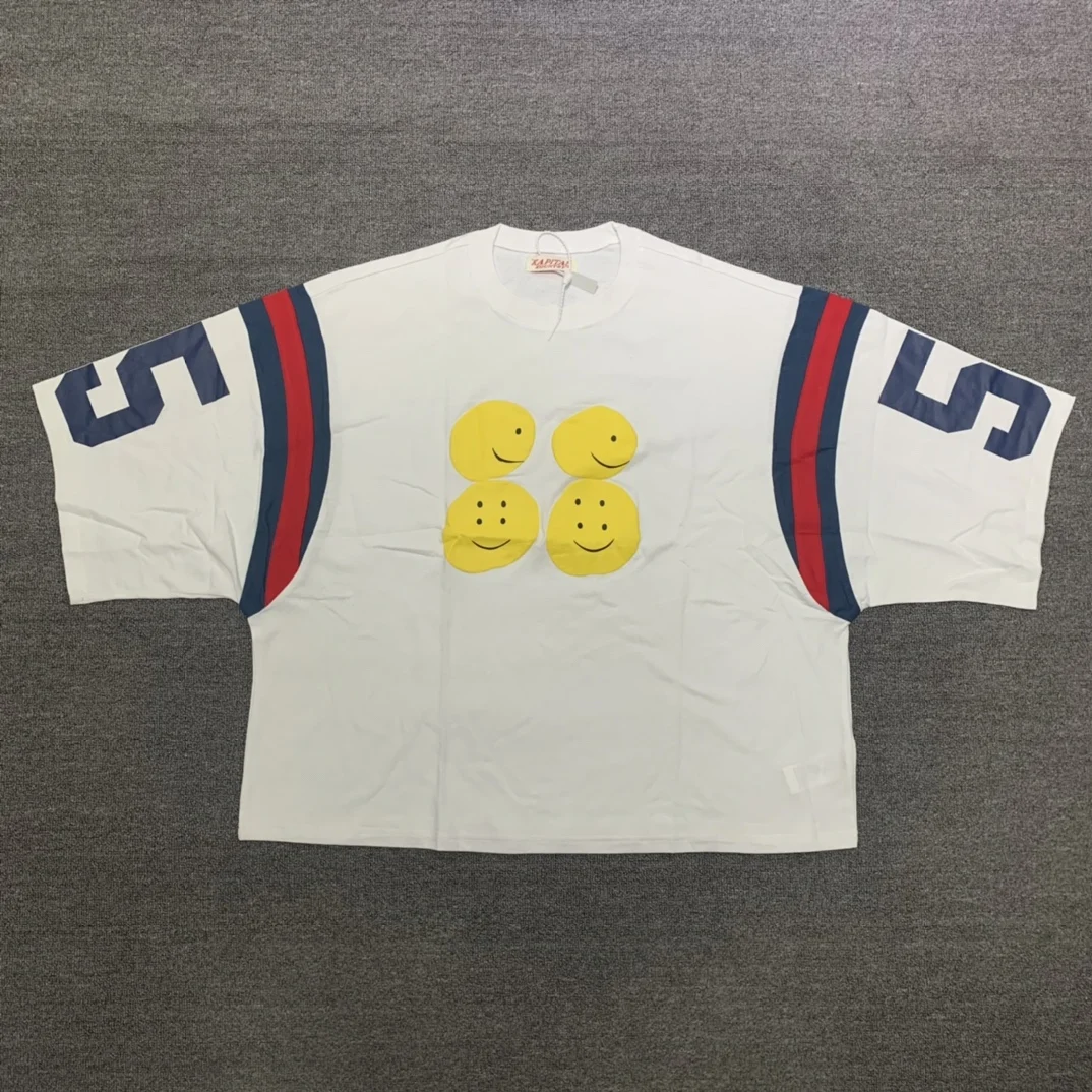 

Kapital Kountry Oversized Face Printed Cotton ort Sve T-irt Loose Fit Youthful Trend round Ne Casual Top