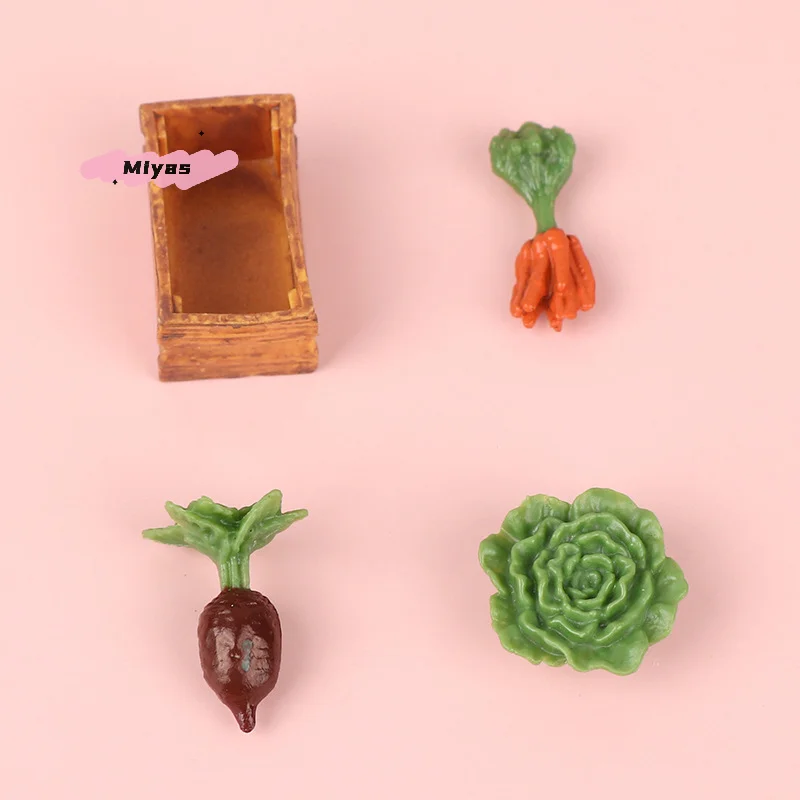 Mini Gesimuleerde Groenteset met Mand voor 1/12 Poppenhuis Keuken Decor Poppenhuis Accessoires Fantasiespel Speelgoed voor Kinderen