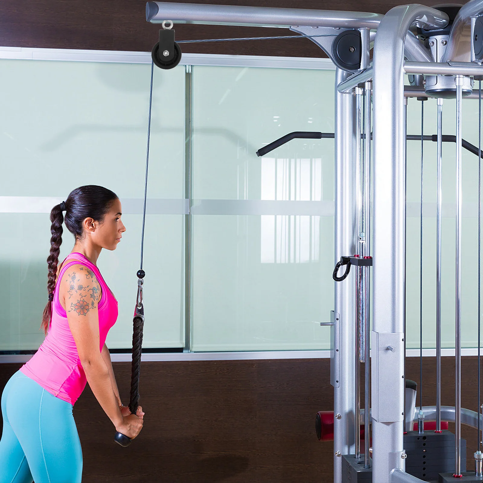 

Fitness Equipment Nylon Gym Pocket Cable Movable Cold Drawn Steel U-type Wheel Swivel Durable Rust Proof Widely Used Gym Fitness