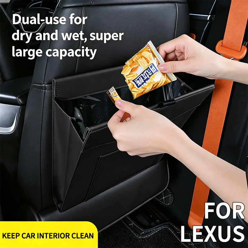 For Lexus UX250h RX450h CT200h RX400h NX300h RX350 RX300 Car Seat Back Clip‑on Lightweight Easy‑install Trash Organizer Bag