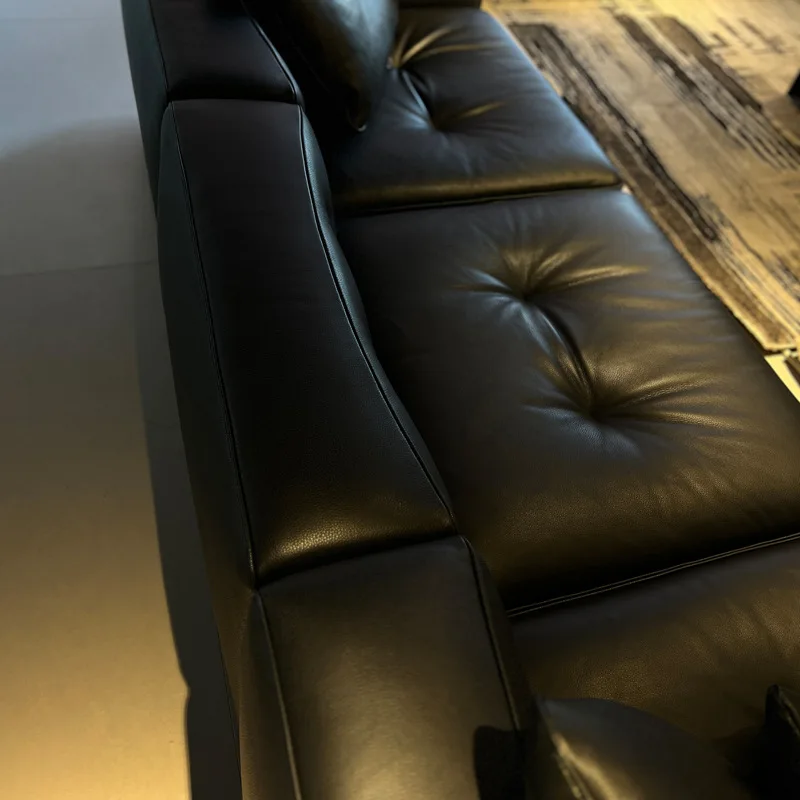 De eerste laag Italiaans eenvoudig halfgroen leren bank van rundleer