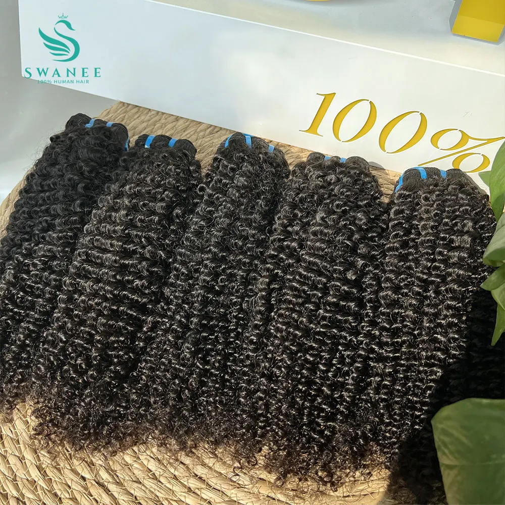 

SWANEE 15A Кудрявые вьющиеся пучки человеческих волос Плетение натурального цвета 1//3/4 пучка Вьющиеся человеческие волосы оптом