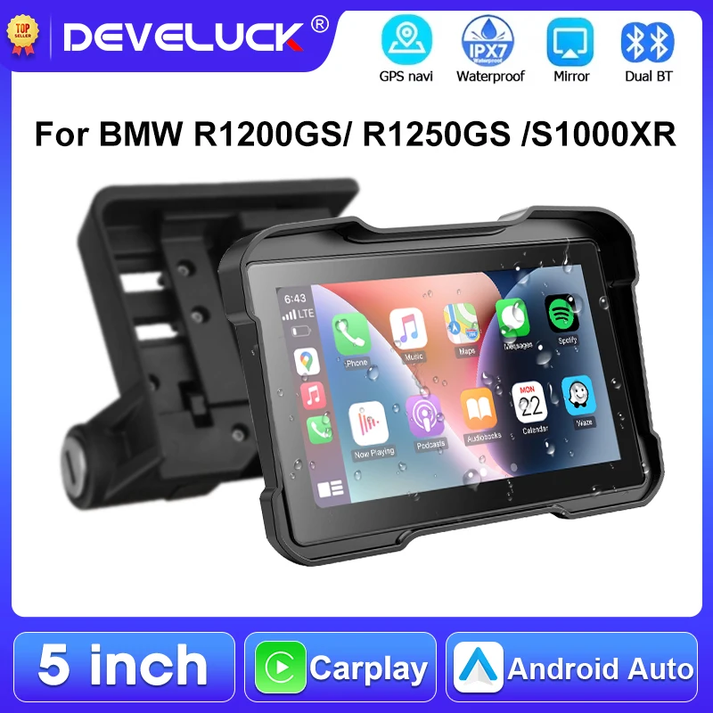 

5-дюймовый GPS-навигатор для мотоциклов BMW с беспроводным CarPlay и Android Auto, водонепроницаемый дисплей IPX7 для BMW R1200GS ADV/R1250GS ADV/S1000XR