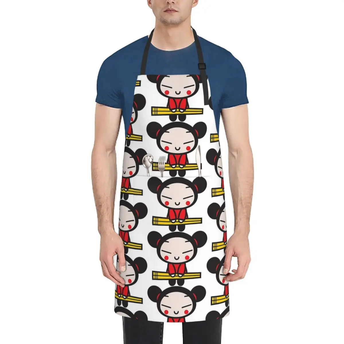 

Фартук Pucca для шеф-повара, приготовления пищи, выпечки, столб, водонепроницаемый нагрудник, кухонный сарафан для чистки для женщин и мужчин, садоводства