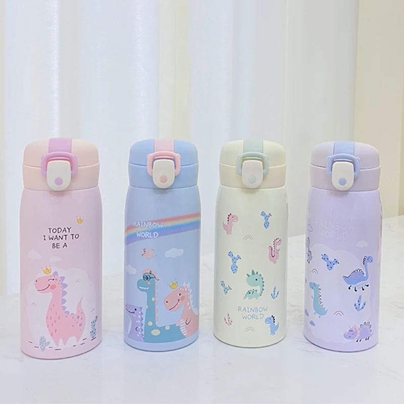 Thermal Water Bottle Cartoon Dinosaur Strap Insulation Cup Cute Cartoon Water Cup Stainless Steel Children\'s Water Bottle