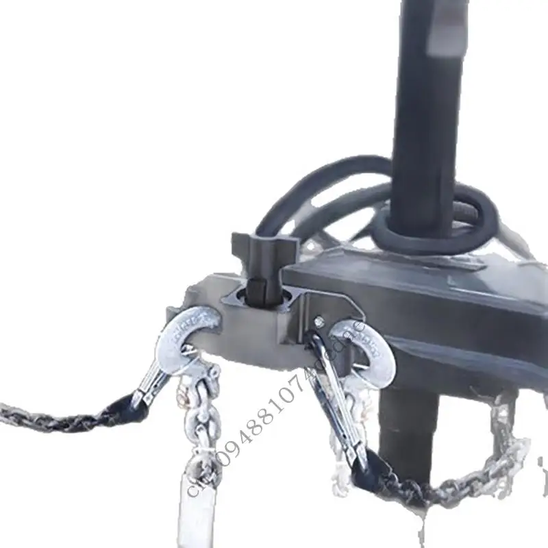 Tow Chain Storage Bracket Black Aluminum Mount with Center Opening and Side Chain Arms for Trailer Accessory Storage and Towing
