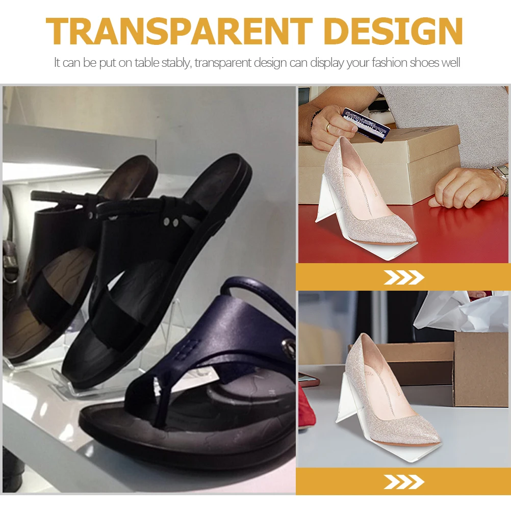 

4 Pcs Shoe Display Stand Clear Acrylic Holder Transparent Design Fashion Shoes Shelves Storage Rack