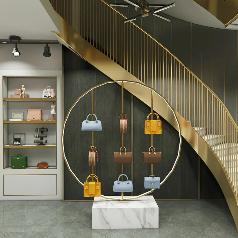 Custom, Bag Shop Interior Design Bag Shelf Display Rack with Led