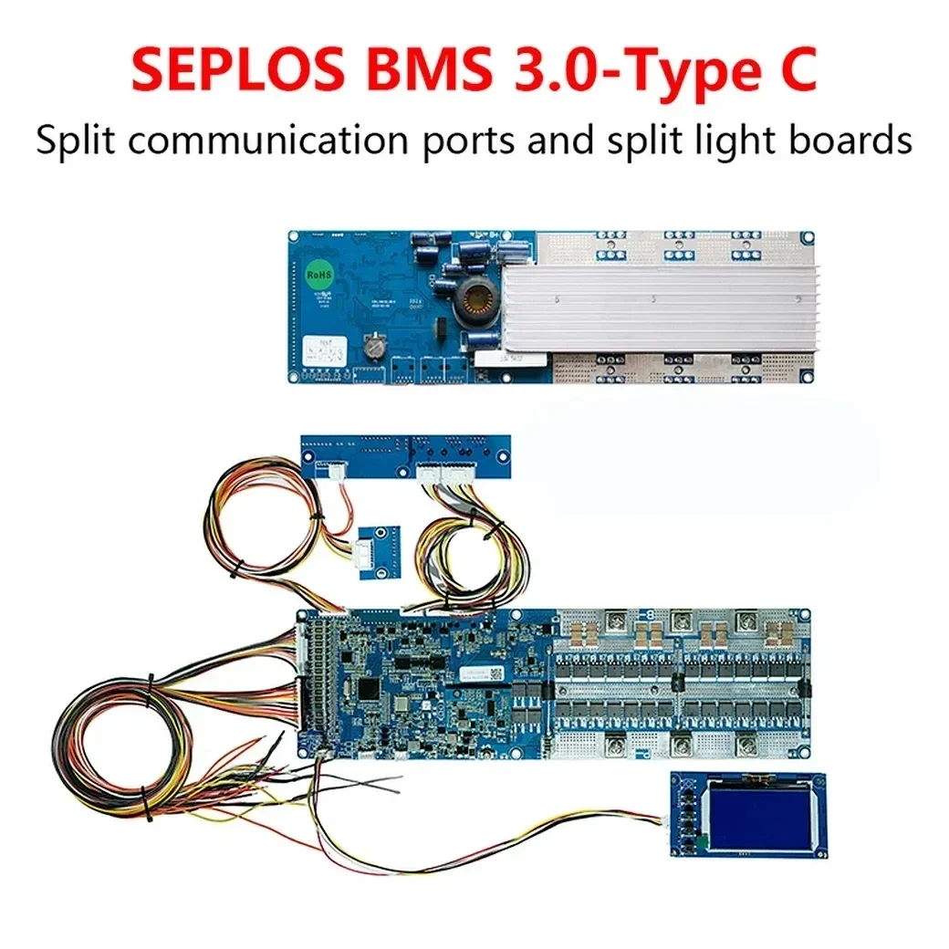 Seplos Battery Management Systems BMS 100A/150A/200A 24V/48V Lithium Battery Protection with LCD Screen Li-ion LiFePo4 CAN RS485