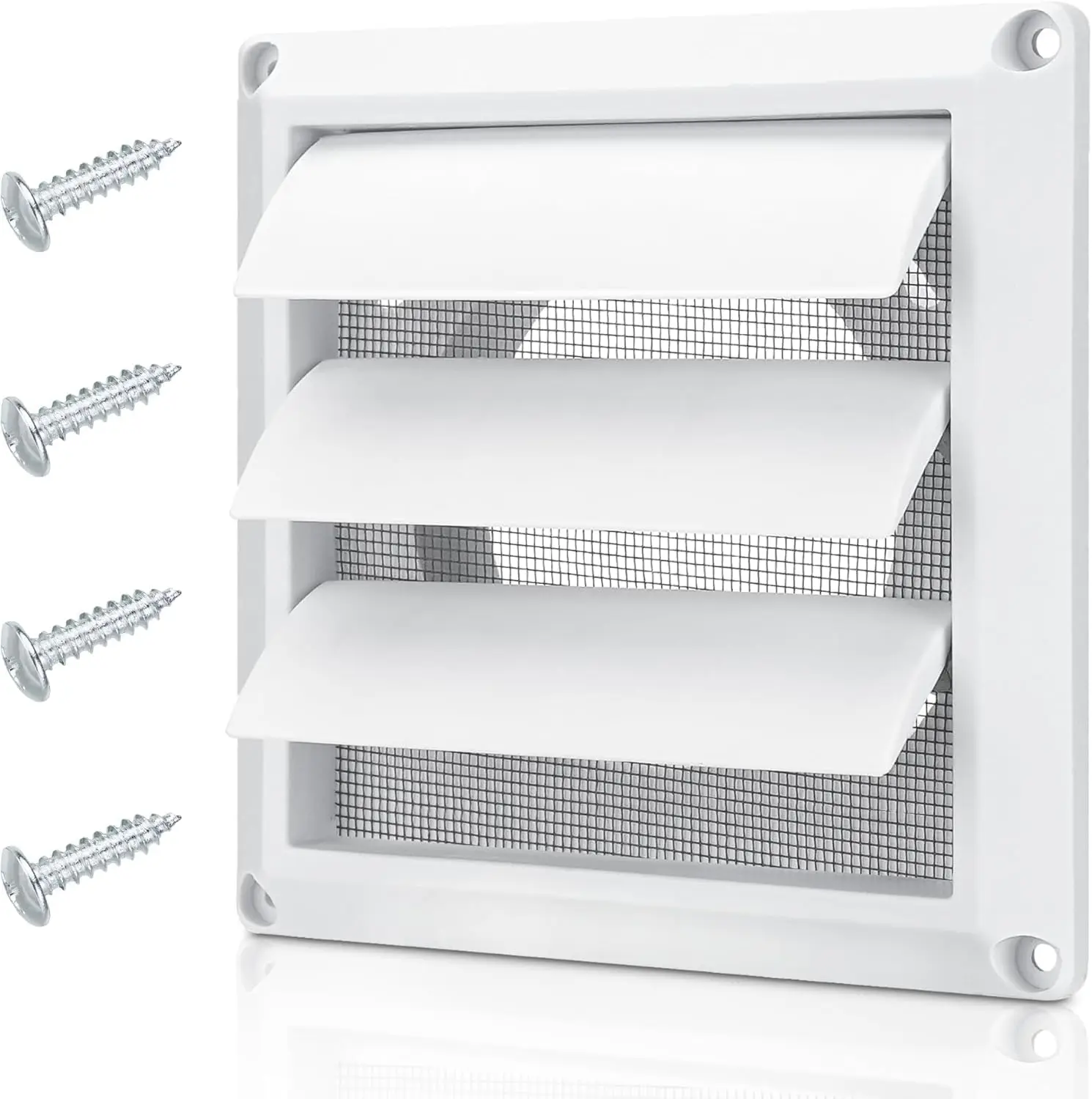 

4 Inch Dryer Vent Cover for Exterior Wall, White with Screen and Screws
