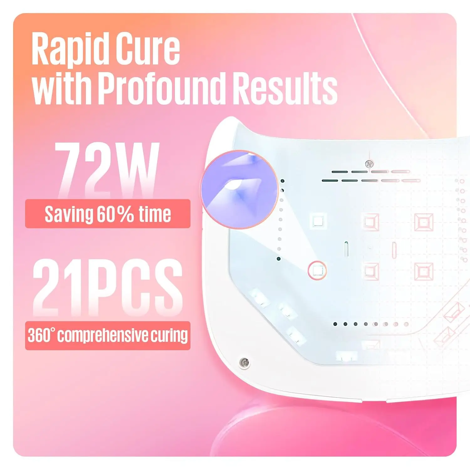 مصباح أظافر محمول بالأشعة فوق البنفسجية 72 وات مع 3 مؤقتات، مجفف طلاء جل LED سريع المعالجة لصالونات التجميل المنزلية