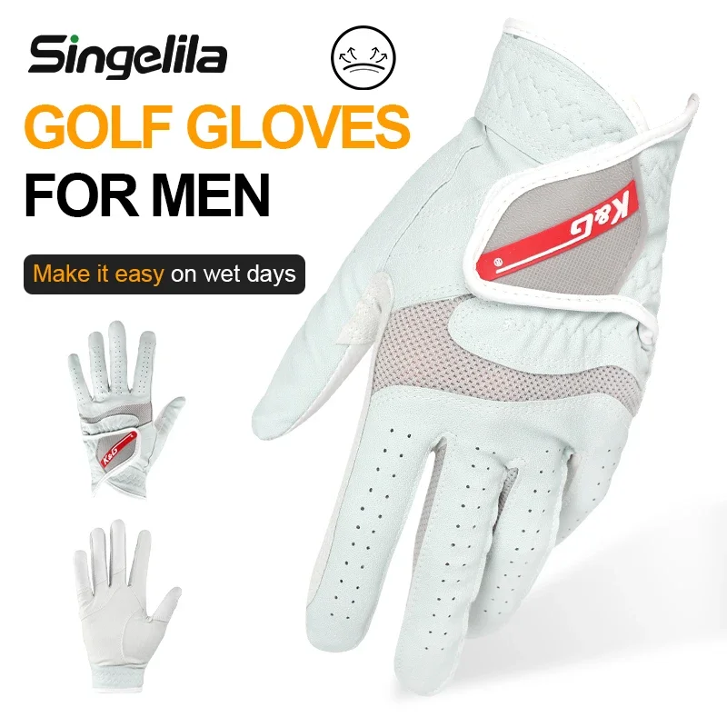 Pack 1 Golf Gloves Men\'s Left Hand Soft Breathable Pure Sheepskin Leather Non-slip Particles Men\'s Golf Gloves Small Medium Size