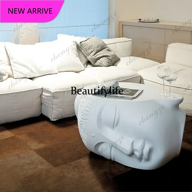 A68Chinese creative coffee table Zen Buddha head low stool diamond head stool fiberglass art ornament